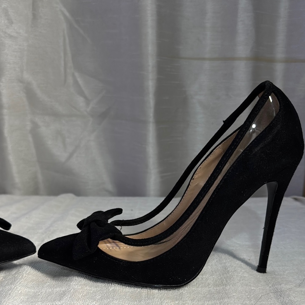 Jacobies Black Stiletto Heels with Bow Women's Size 7 - Picture 4 of 9